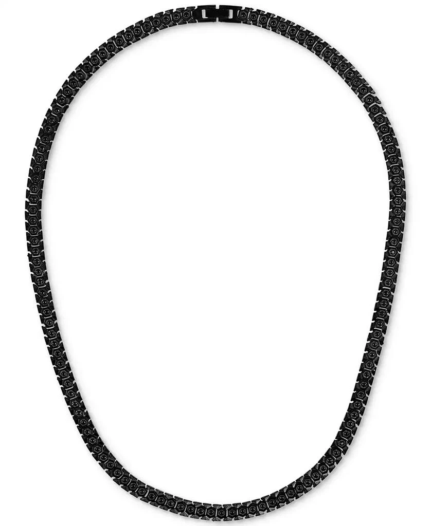 Esquire Men's Jewelry Cubic Zirconia Honeycomb Link 24" Necklace in Black IP Stainless Steel, Exclusively at Macy's 3