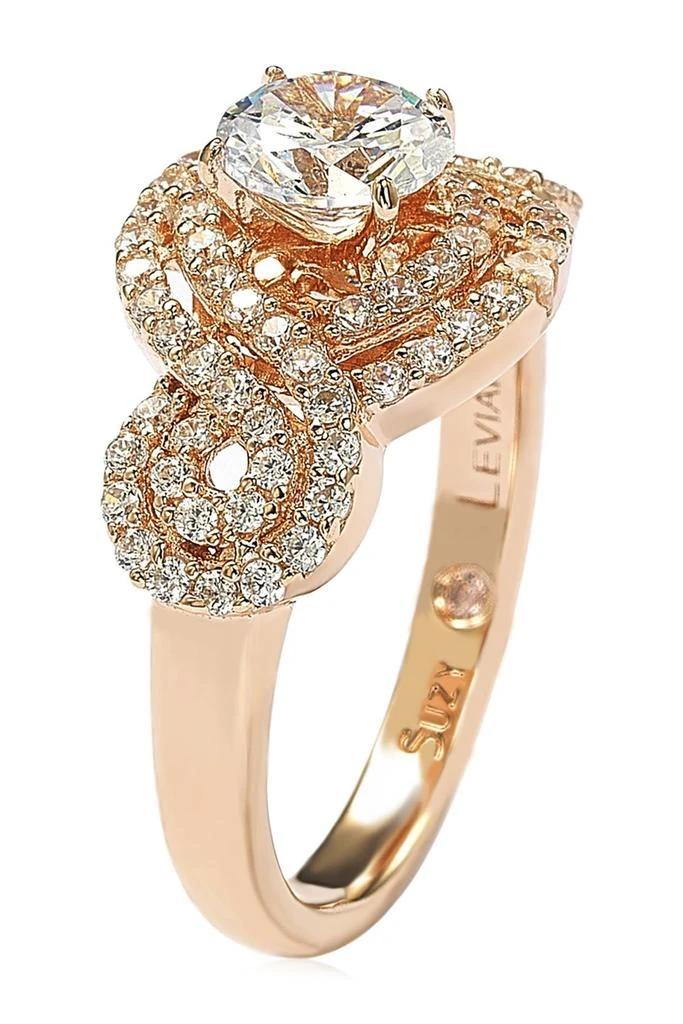 Suzy Levian Rose Plated Sterling Silver Round Cubic Zirconia Halo Engagement Ring 5