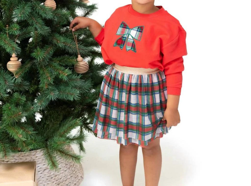 Angel Dear Angel Dear - Holiday Plaid Sweatshirt And Tutu Set
