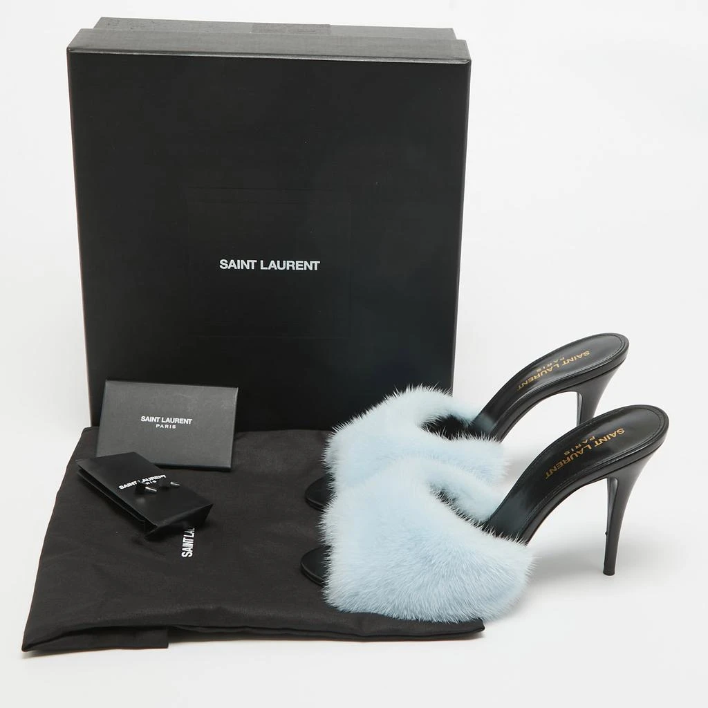 Yves Saint Laurent Saint Laurent Blue Mink Fur Roy Slide Sandals Size 39 9