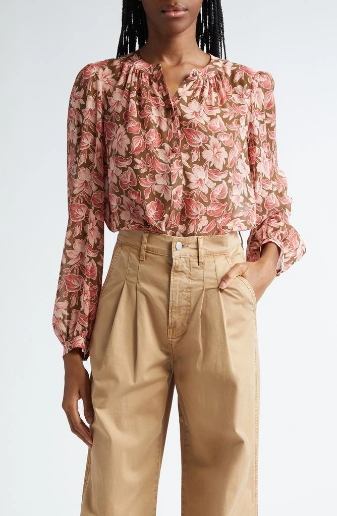 VERONICA BEARD Ashlynn Floral Print Silk Shirt 1
