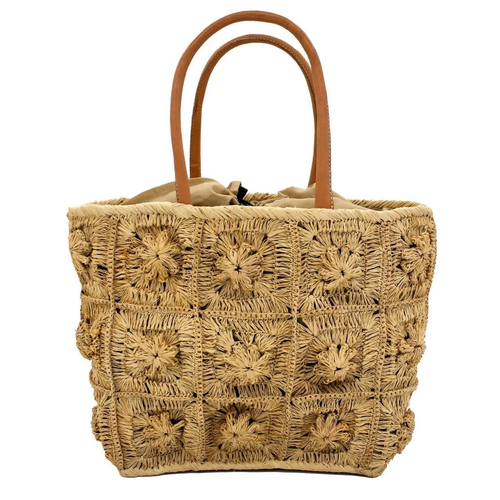 Shebobo Flower Crochet Straw Basket Bag In Brown 1