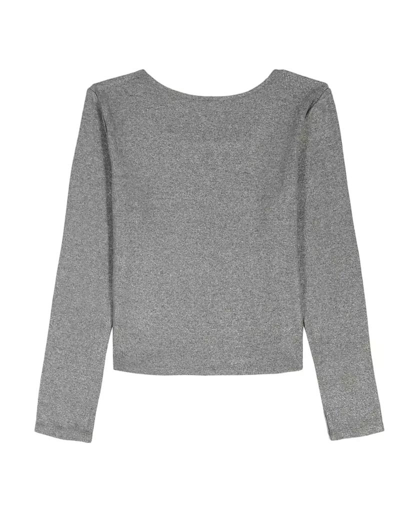 Calvin Klein Girls 7-16 Metallic Printed Ribbed Square Neck T-Shirt