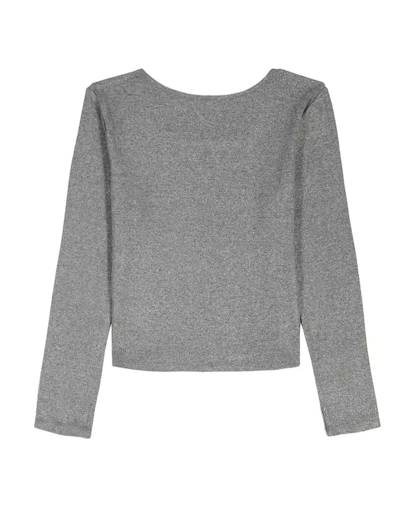 Calvin Klein Girls 7-16 Metallic Printed Ribbed Square Neck T-Shirt 2