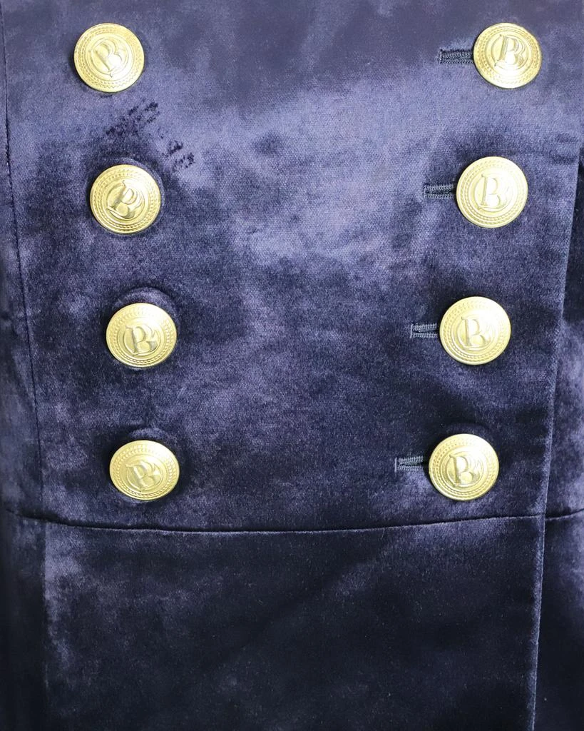 PIERRE BALMAIN Military Blazer and Shorts Set in Blue Velvet 4