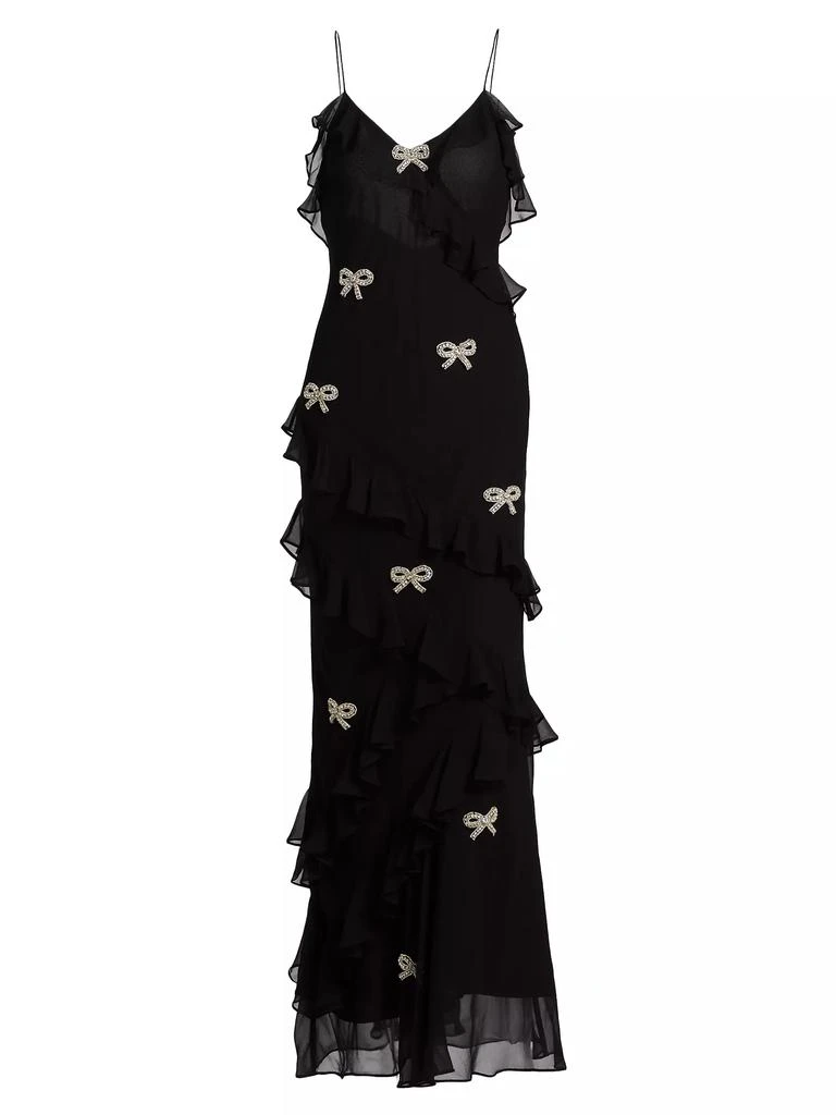 LOVESHACKFANCY Crystal Bow Rialto Silk Dress 1