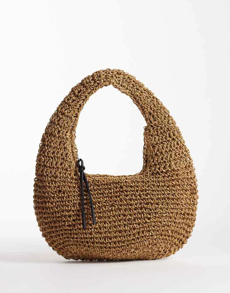 ASOS ASOS DESIGN straw hand crochet scoop shoulder bag in natural