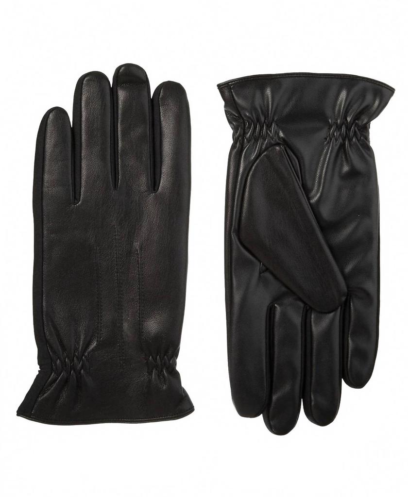Isotoner Men's Sleekheat Stretch Faux Nappa Gloves In Black