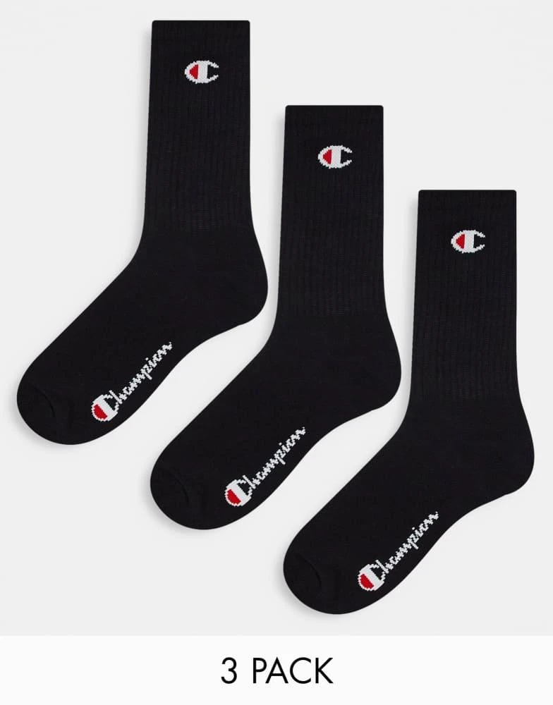 CHAMPION Champion 3 pack crew socks in black 1