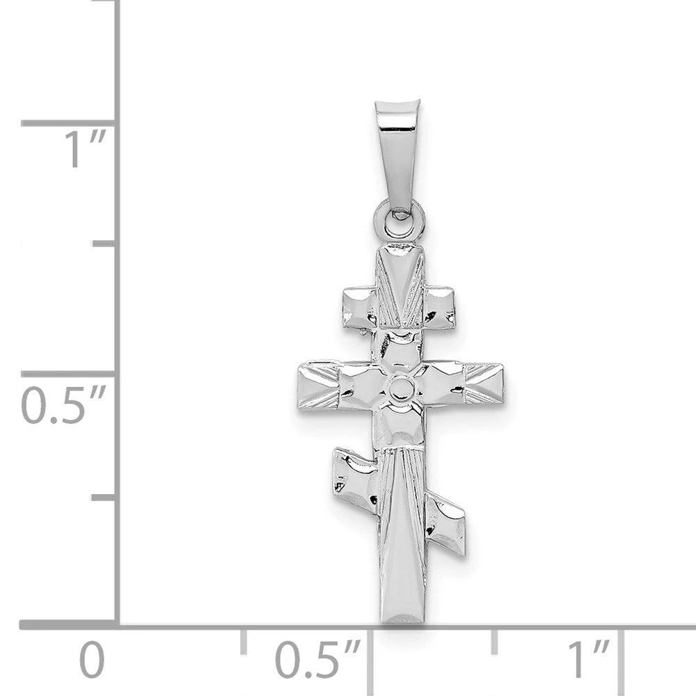 Diamond2Deal 14k White Gold Eastern Orthodox Cross Charm Pendant 3