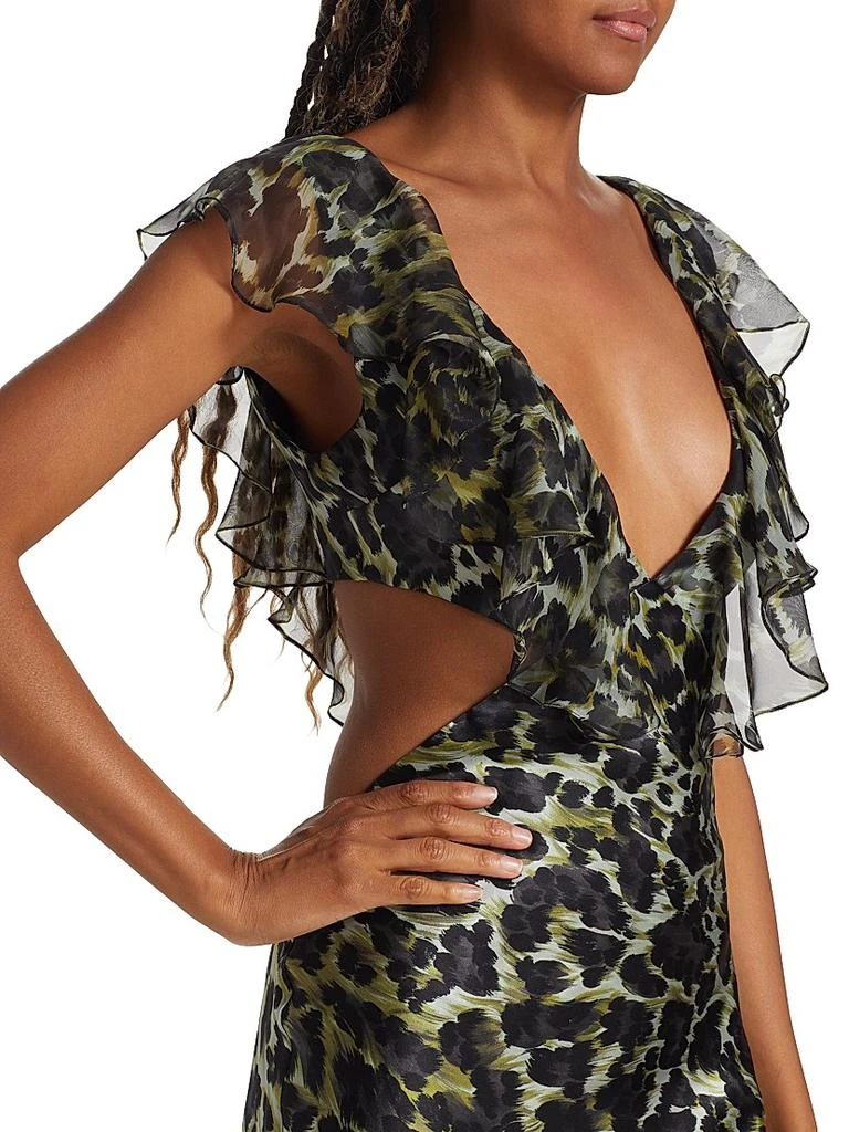 Adriana Iglesias Malia Leopard Silk Cut-Out Dress 6