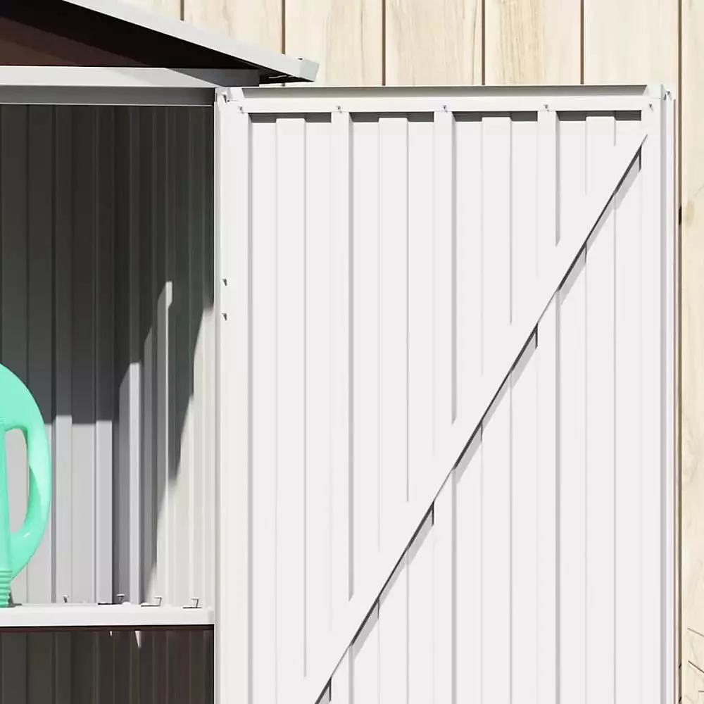 vidaXL Garden Shed Brown Galvanized Steel and Plastic 6