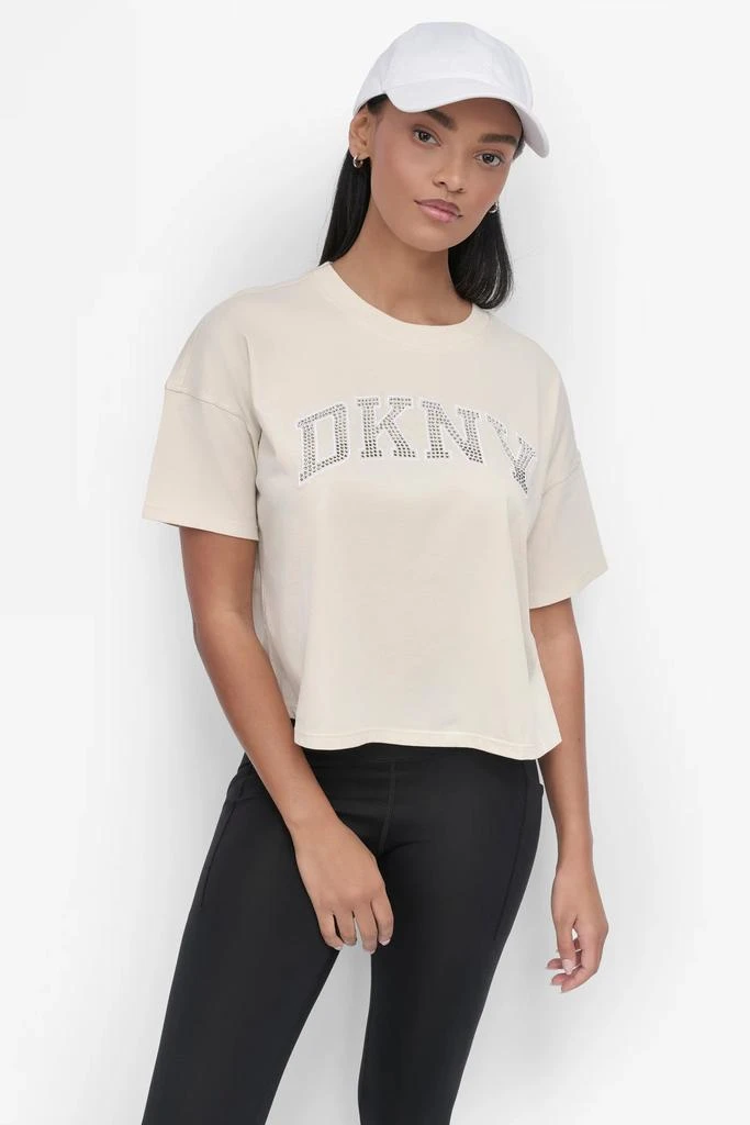 DKNY CROPPED OMBRÉ CRYSTAL LOGO TEE 6