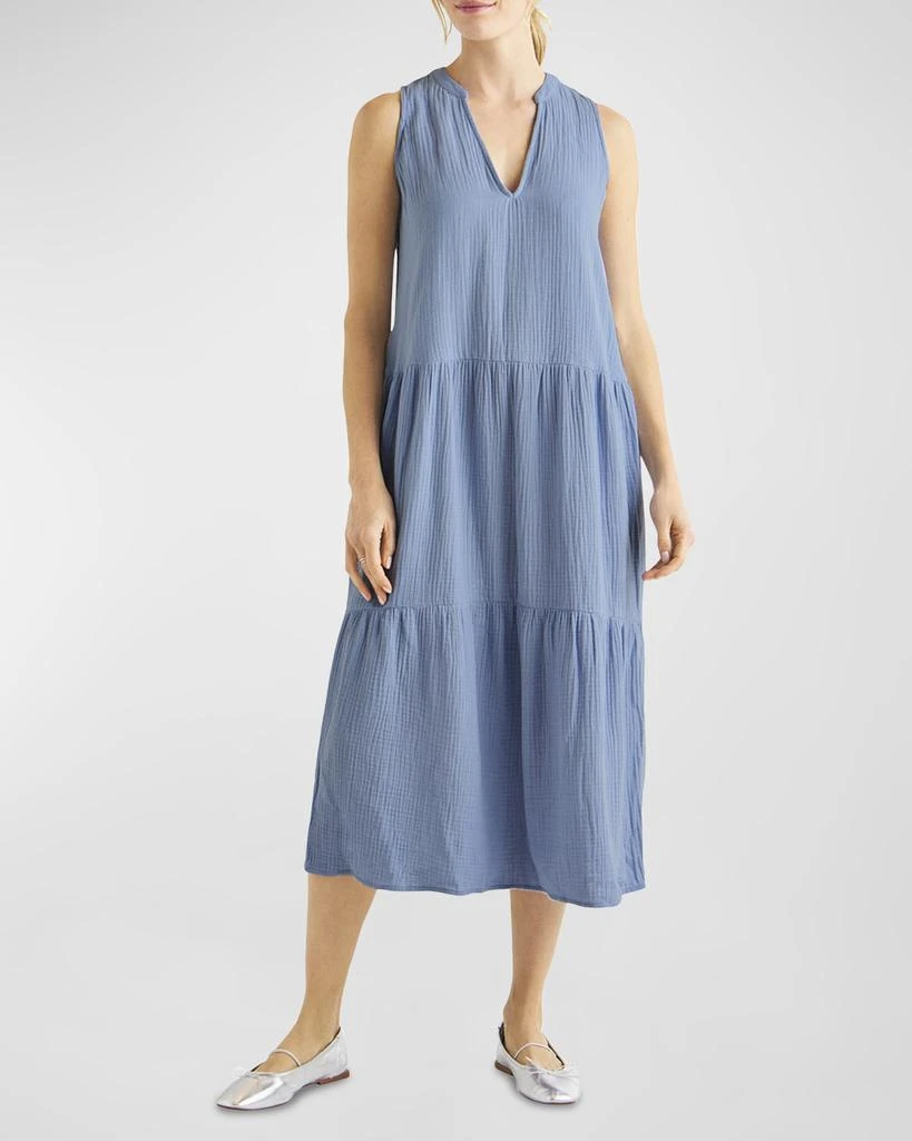 Splendid Sumner Cotton Gauze Sleeveless Midi Dress with Pockets 1