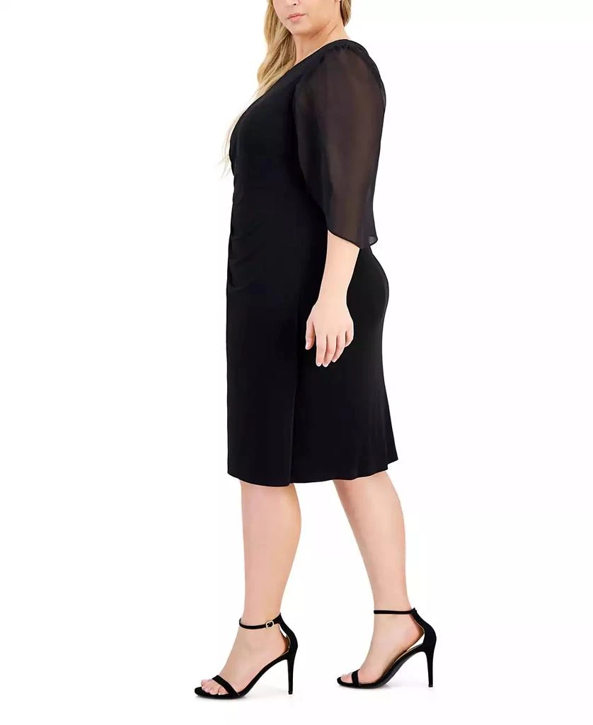 Connected Plus Size Sheer-Sleeve Chain-Detail Sheath Dress 2