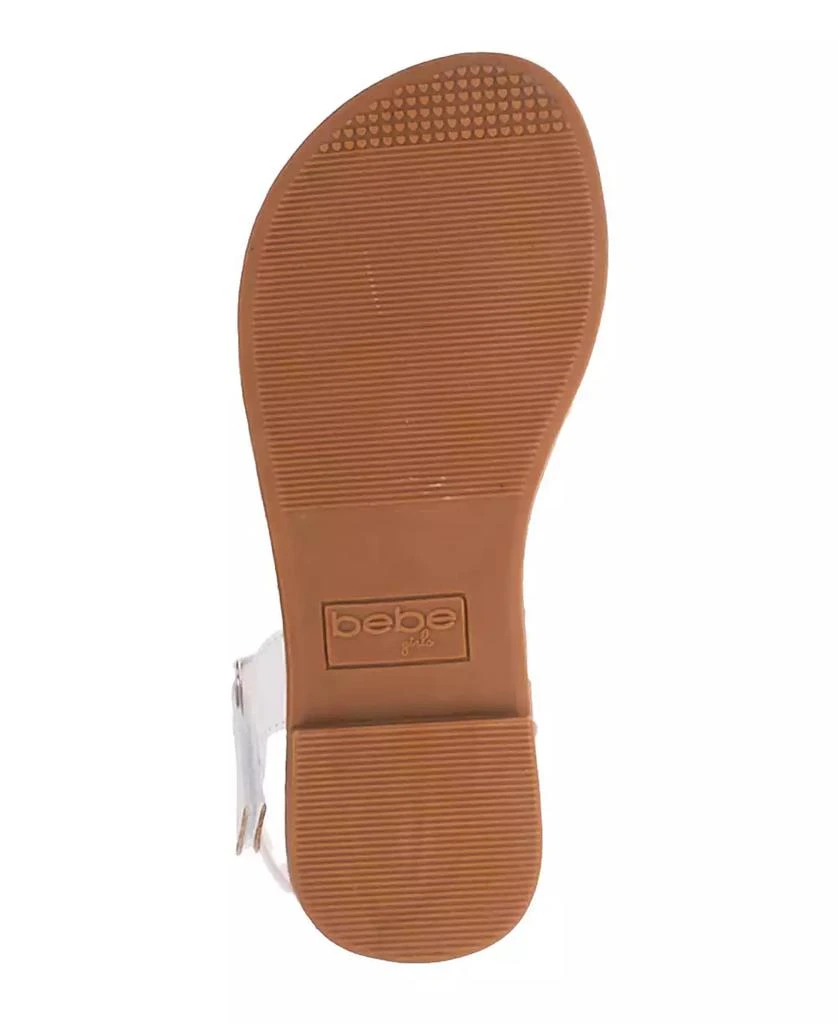 Bebe Big Girl's Strappy Sandal with Cute Rhinestone Tubular Bow Polyurethane Sandals 8