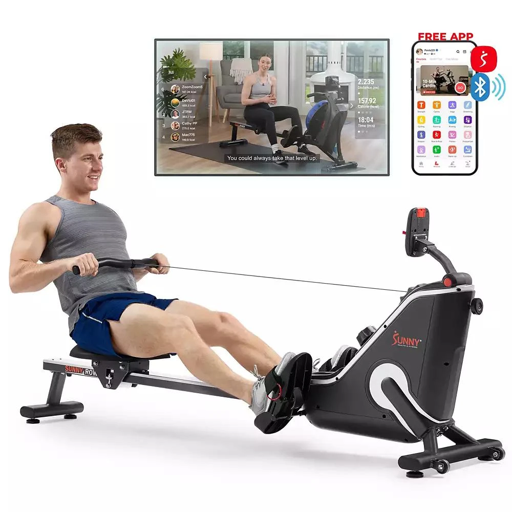 Sunny Health & Fitness SMART Compact Indoor Magnetic Rowing Machine ...