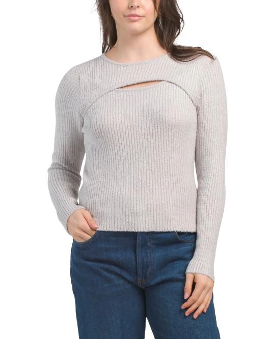 Rachel Zoe Lounge Ribbed Cut Out Sweater 1