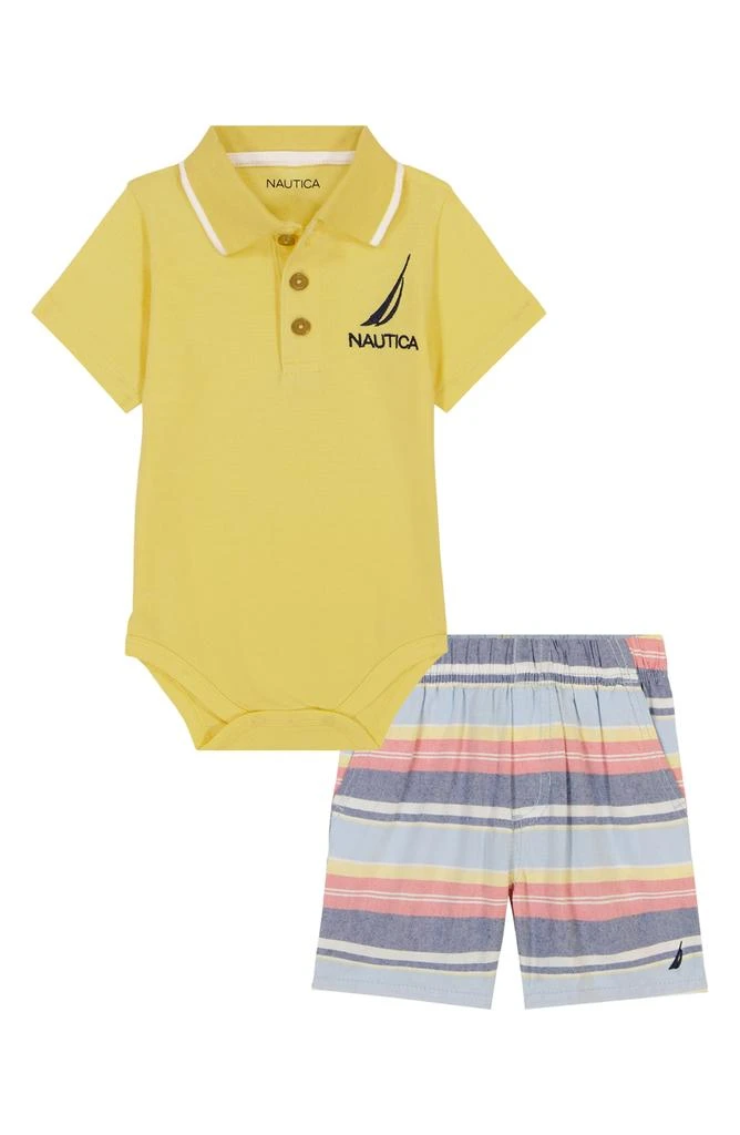 Nautica Polo Bodysuit & Stripe Woven Shorts Set 1