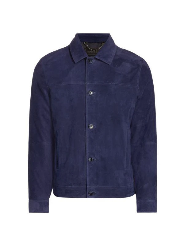 Saks Fifth Avenue COLLECTION Suede Trucker Jacket 6