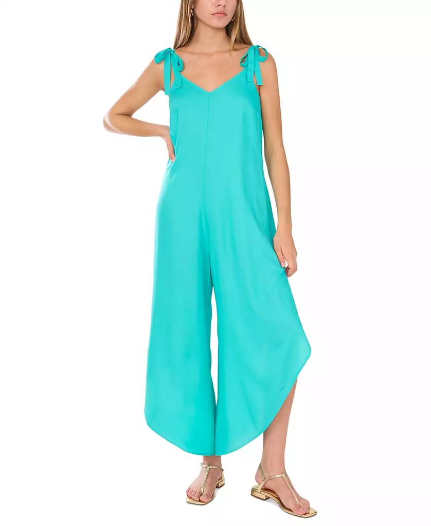 Vince Camuto Women's V-Neck Sleeveless Tie-Shoulder Angled-Hem Jumpsuit