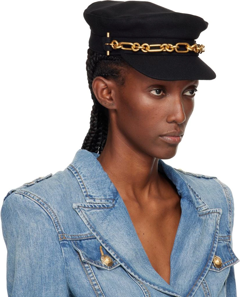 Balmain Black Brandebourg Wool Cap 2