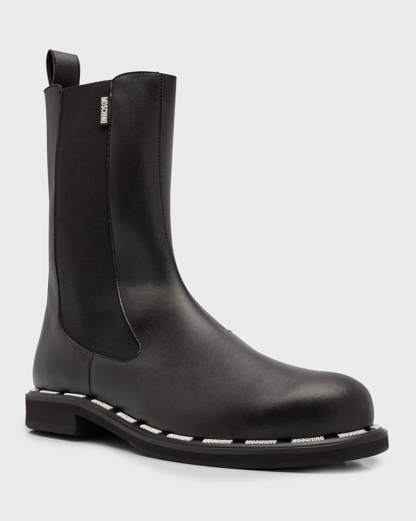 Moschino Men's Leather Label Pull-On Boots 3