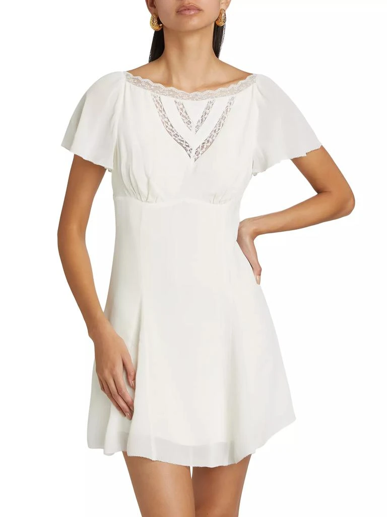 Reformation Malena Organic Cotton-Blend Flutter-Sleeve Minidress 3