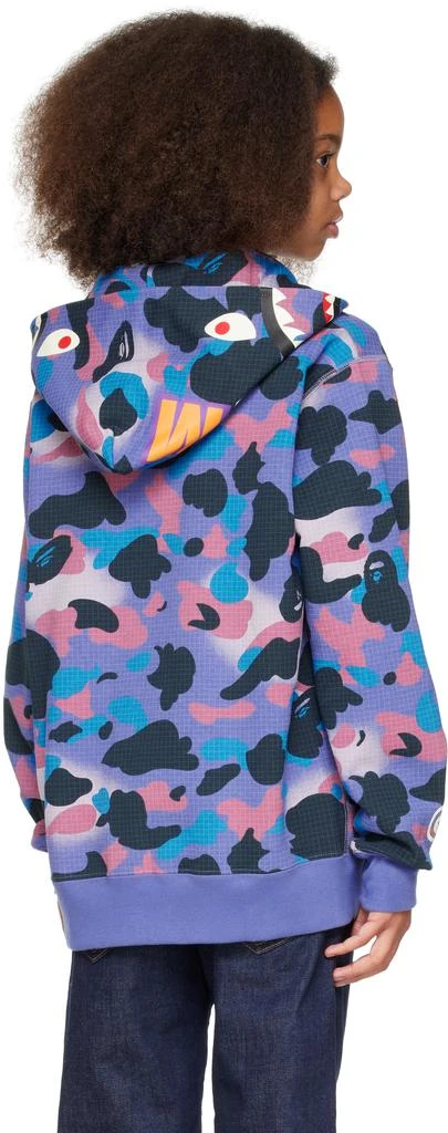 Bape Kids Purple Grid Camo Shark Glow In The Dark Zip Hoodie 3