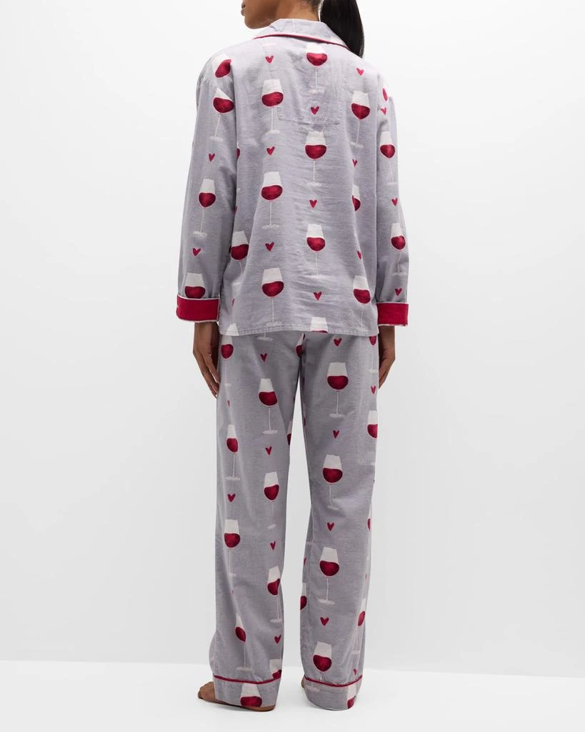 PJ Salvage Rise and Wine Printed Flannel Pajama Set 4