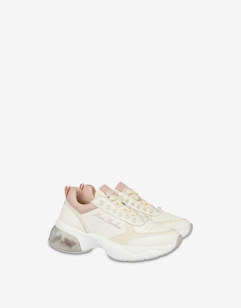 Love Moschino Sneakers With Pearls Crystal Love