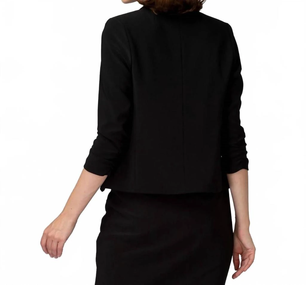 JOSEPH RIBKOFF Ruched Sleeve Blazer In Black 3