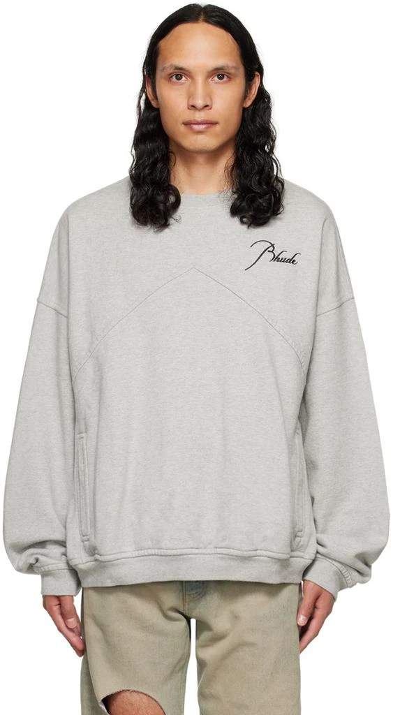 Rhude Gray Crewneck Sweatshirt 1