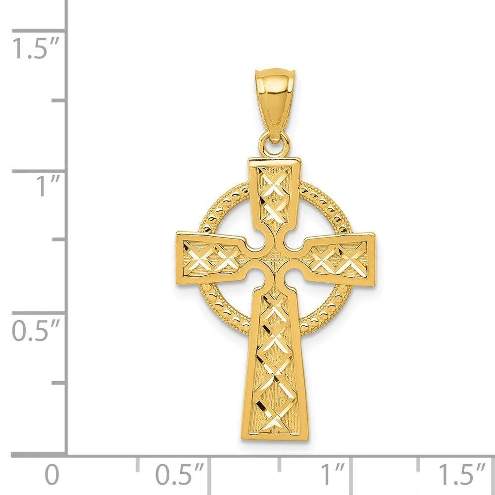 Diamond2Deal 14k Yellow Gold Celtic Cross Pendant 4