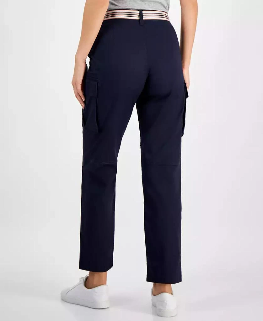 Nautica Jeans Women's High-Rise Striped-Belt Cargo Pants 4