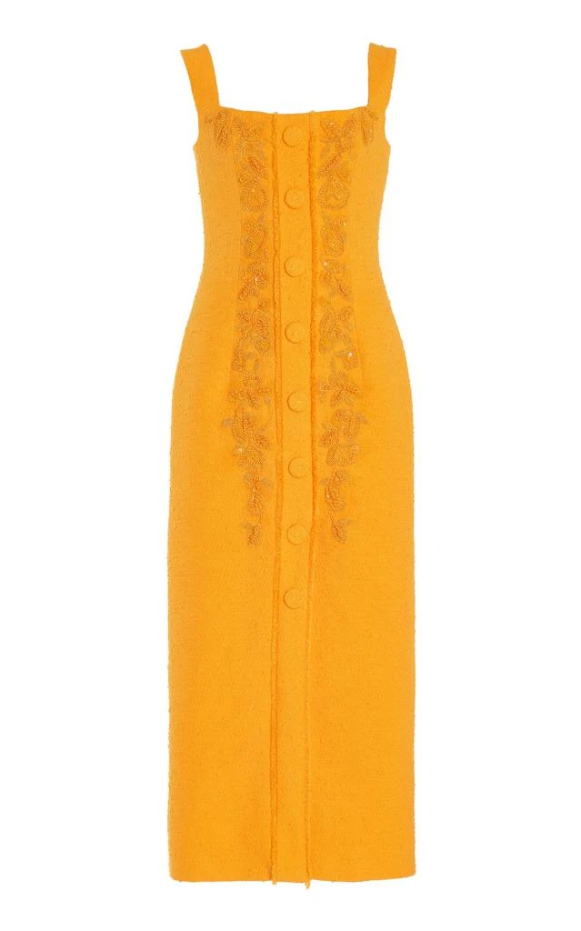 open lace back dress Carolina Herrera Hot Pink and Orange Silk Midi Dress with Front Knot D   Sellier