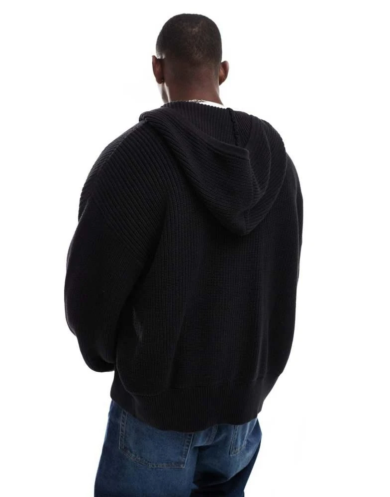 Weekday Weekday oversized knitted hoodie in black 2
