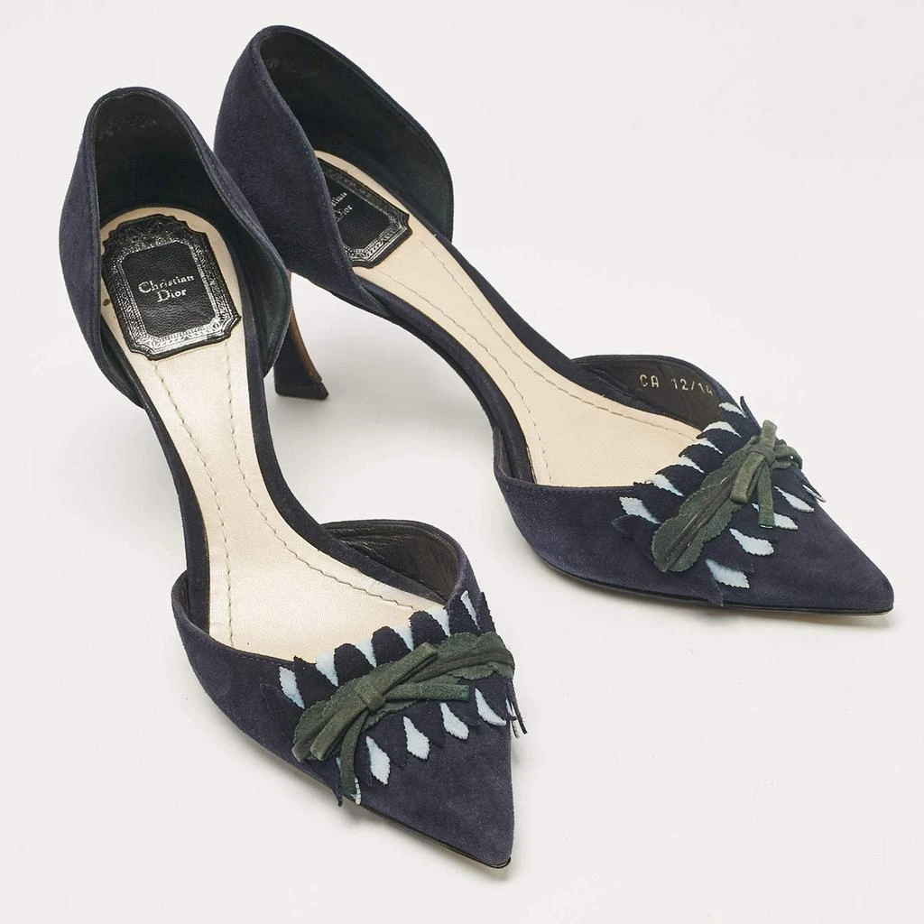 Dior Dior Navy Blue Suede D'orsay Pumps Size 38 4