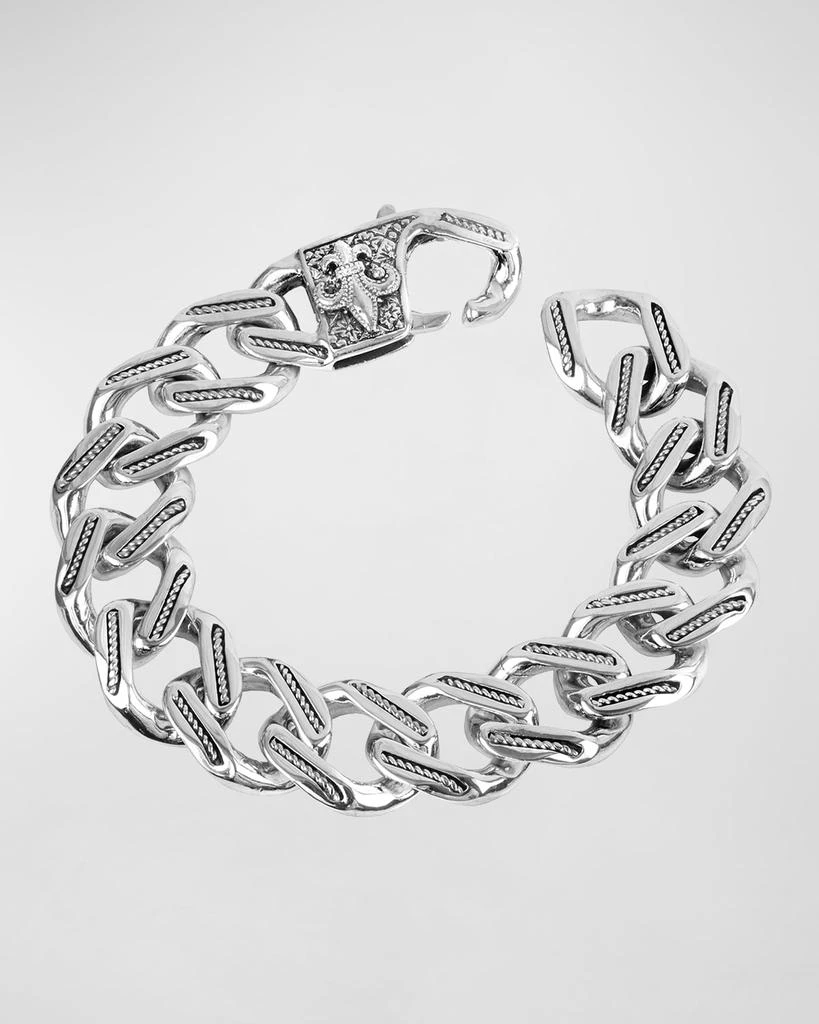 Konstantino Men's Carved Silver Chain Link Bracelet 1