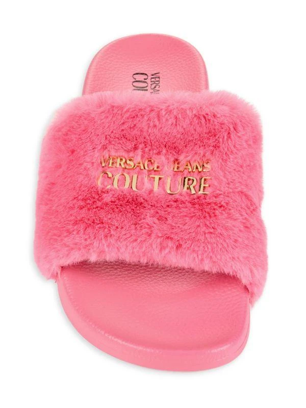 Versace Logo Faux Fur Slides 5