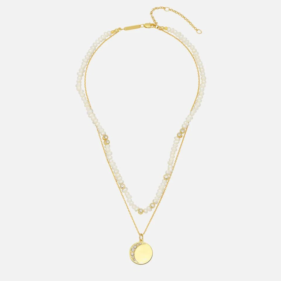 ESTELLA BARTLETT Estella Bartlett Moonz Glass Pearl Gold-Tone Double Chain Necklace 3