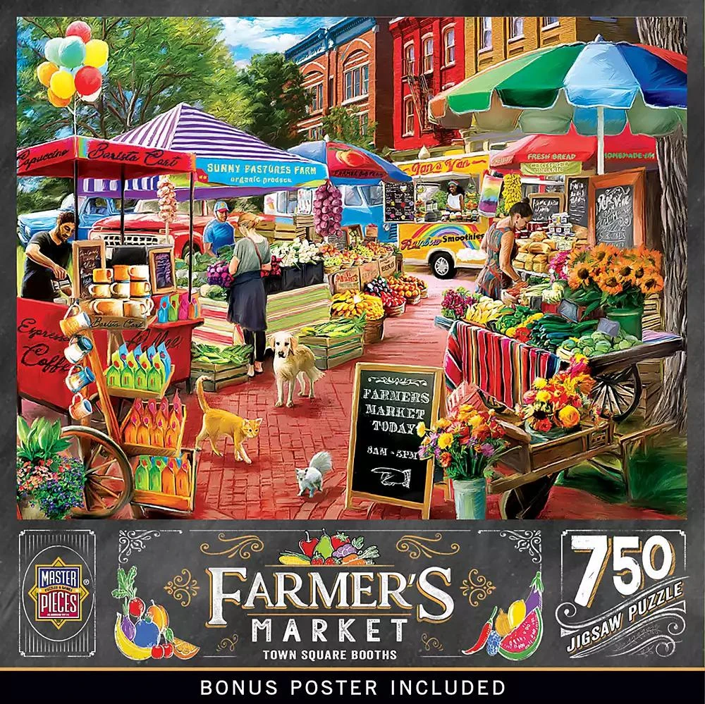 MasterPieces Puzzles MasterPieces Farmer
s Market - Town Square Booths 750 Piece Puzzle