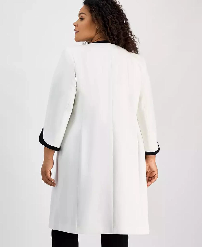 Kasper Plus Size Contrast Trim Long Topper Jacket 2
