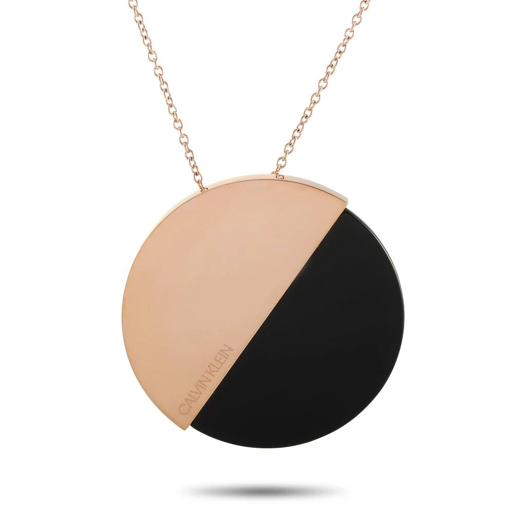 Calvin Klein Calvin Klein Spicy Rose Gold PVD-Plated Stainless Steel Onyx Big Pendant Necklace 1