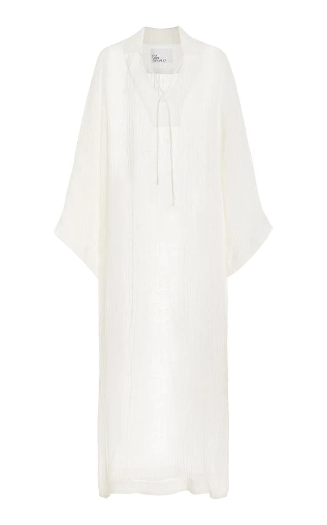 LISA MARIE FERNANDEZ Lisa Marie Fernandez - Linen-Blend Gauze Tunic Caftan - White - S - Moda Operandi 1
