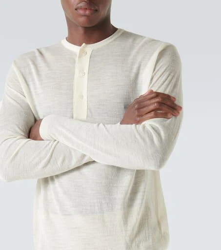AURALEE Wool and silk Henley shirt 5