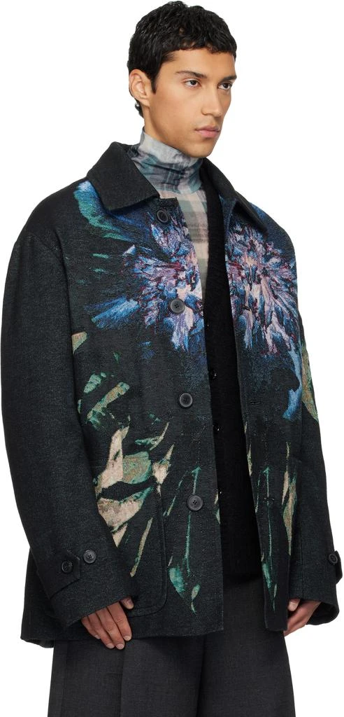 Dries Van Noten Black Jacquard Coat 2