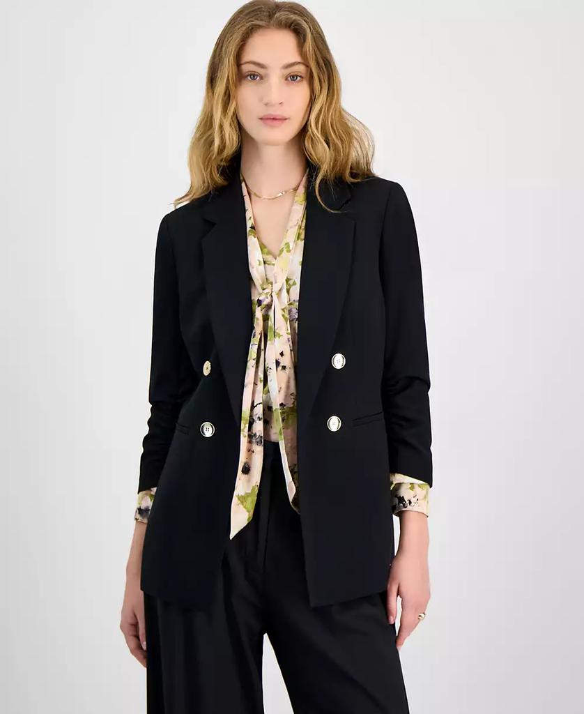 Bar III Women's Faux Double-Breasted Scrunch-Sleeve Blazer, Exclusively at Macy's