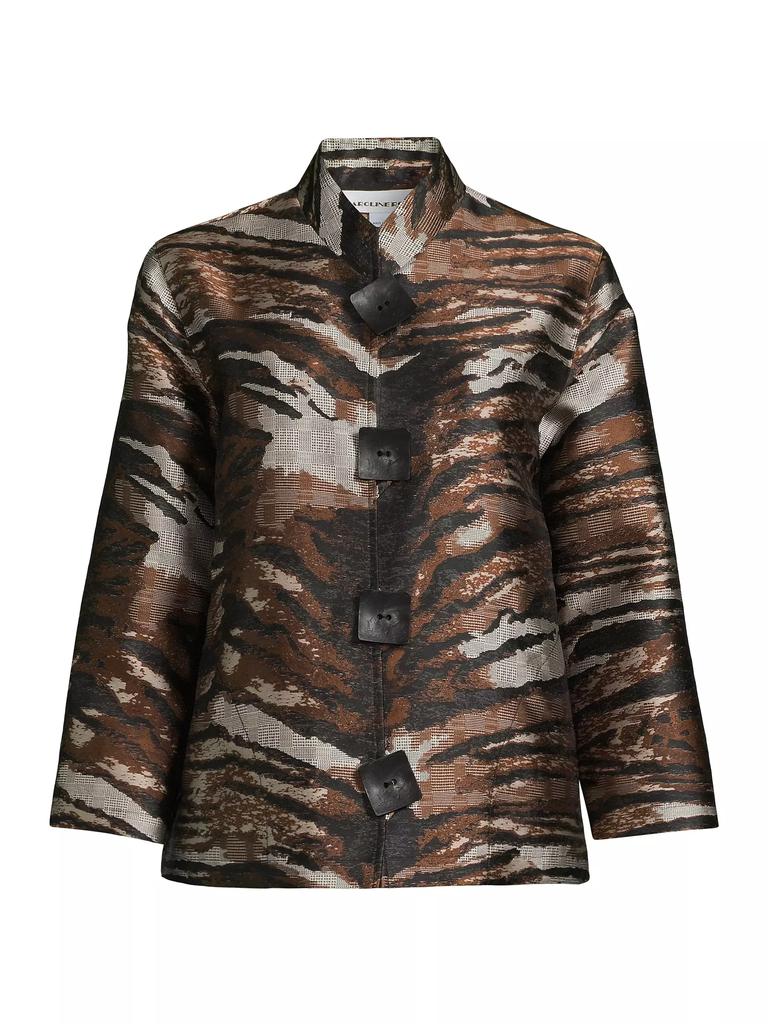 Caroline Rose Tigress Jacquard Button-Up Jacket