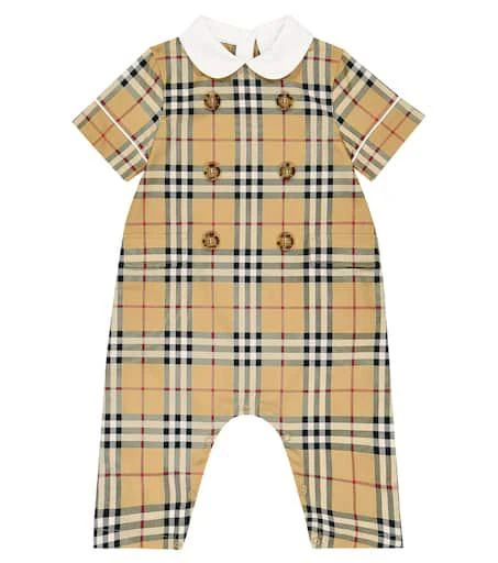 Burberry Baby checked cotton-blend onesie 1